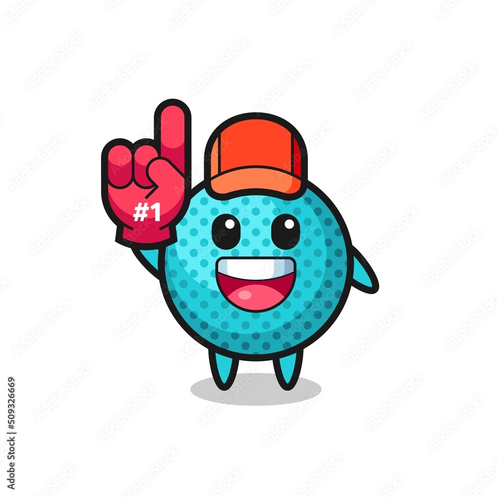 Fototapeta premium spiky ball illustration cartoon with number 1 fans glove