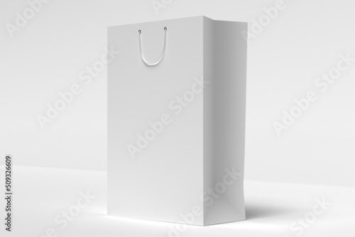 3D rendering. Blank white bag to show package design, pattern. Mockup