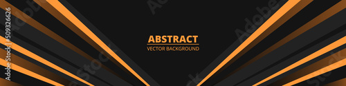 Free Download Dark wide elegant abstract banner. Abstract black background with gray and light orange lines on blank space. Dark geometric modern wide background. Vector illustration - GFXLoad