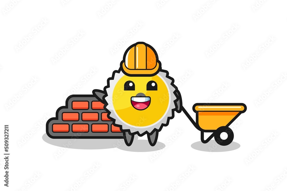 Cartoon character of saw blade as a builder Cartoon character of saw blade as a builder