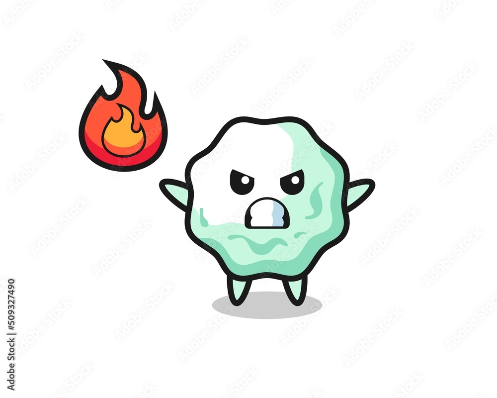 chewing gum character cartoon with angry gesture chewing gum character cartoon with angry gesture