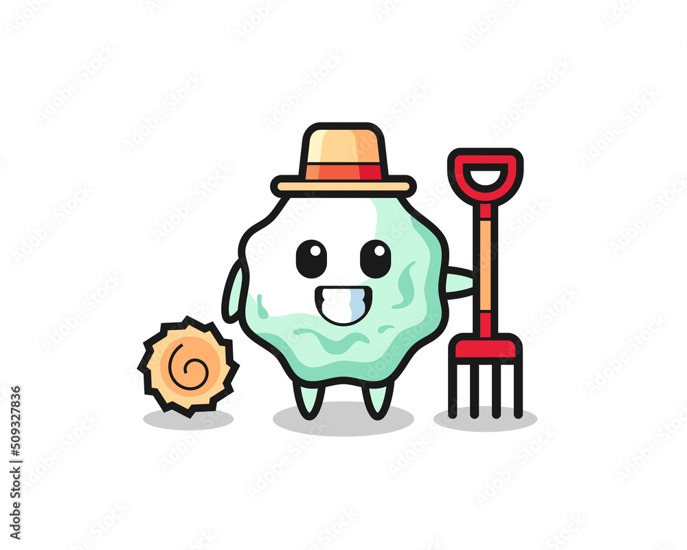 Mascot character of chewing gum as a farmer