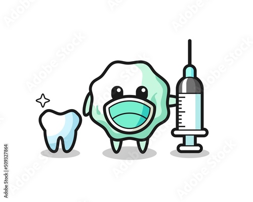 Mascot character of chewing gum as a dentist