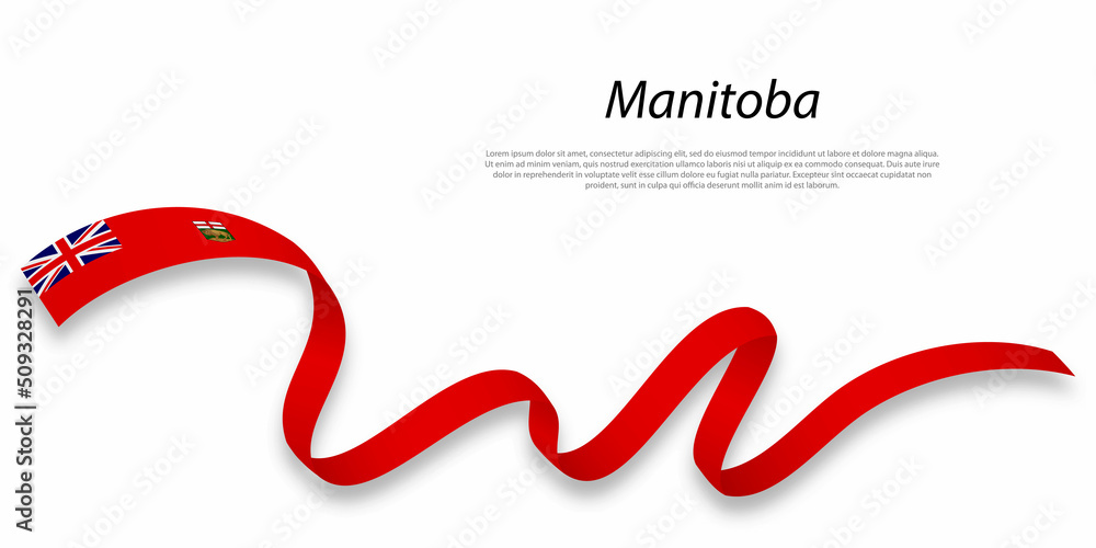 Waving ribbon or stripe with flag of Manitoba