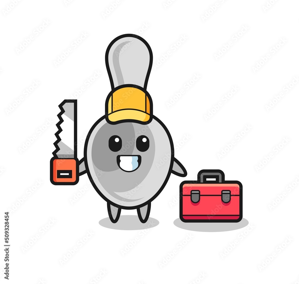 Fototapeta premium Illustration of spoon character as a woodworker