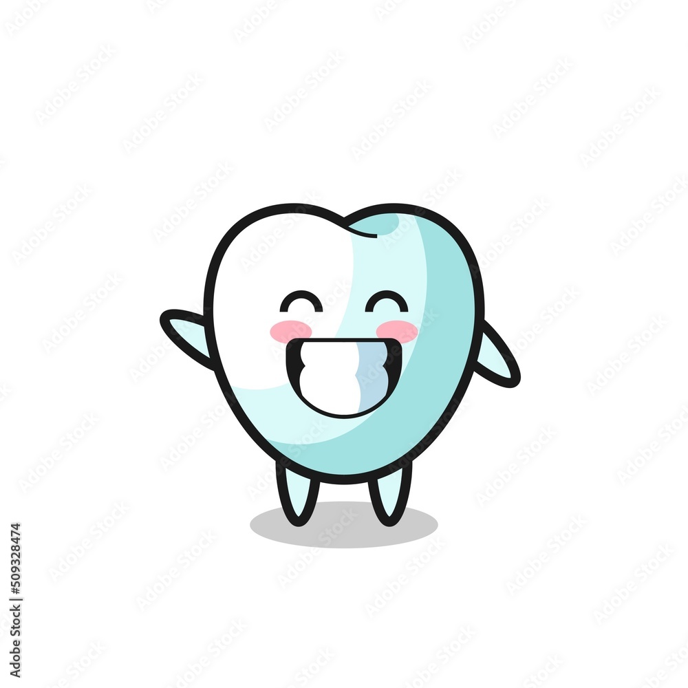 tooth cartoon character doing wave hand gesture tooth cartoon character doing wave hand gesture