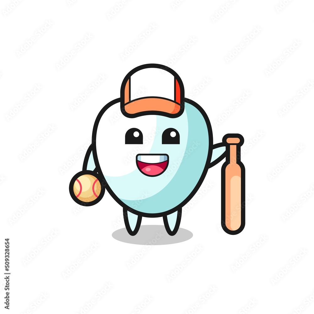 Cartoon character of tooth as a baseball player