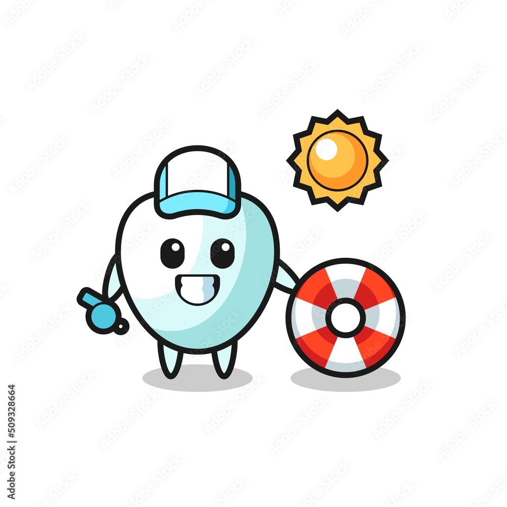 Cartoon mascot of tooth as a beach guard Cartoon mascot of tooth as a beach guard