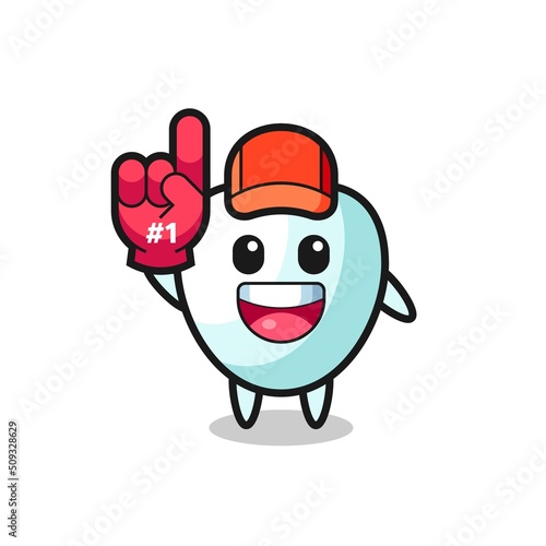 tooth illustration cartoon with number 1 fans glove