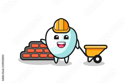 Cartoon character of tooth as a builder
