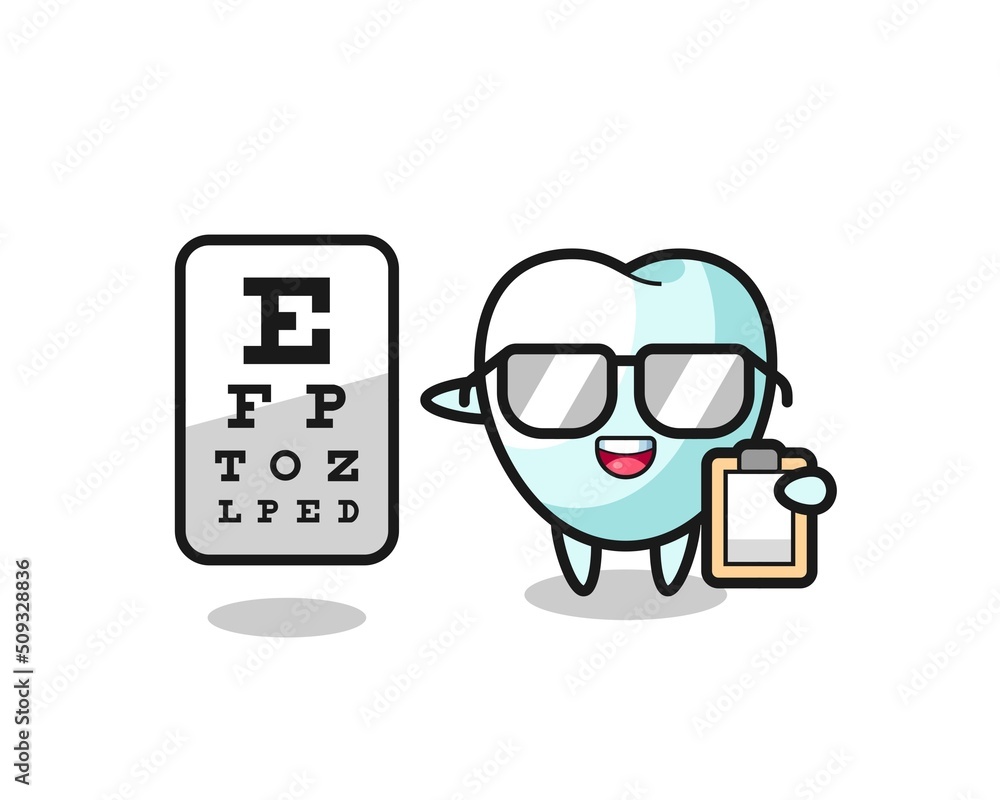 Illustration of tooth mascot as an ophthalmology Illustration of tooth mascot as an ophthalmology
