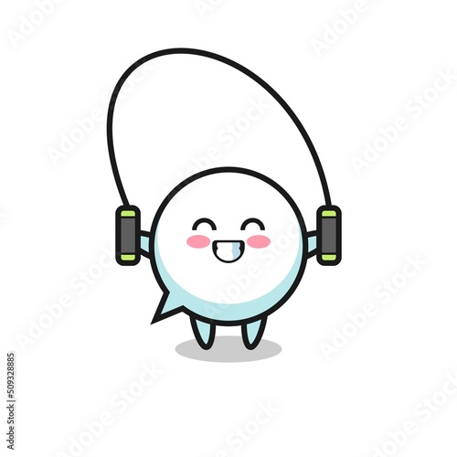 speech bubble character cartoon with skipping rope