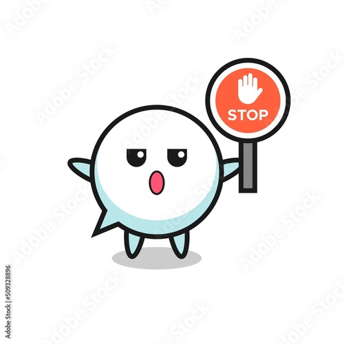 speech bubble character illustration holding a stop sign