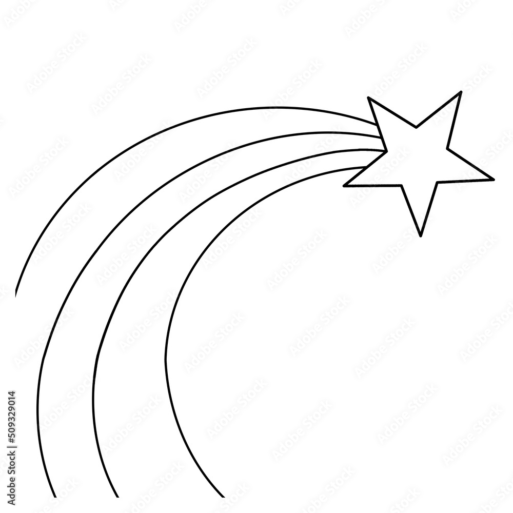 Shooting Star Isolated Coloring Page for Kids Stock Vector | Adobe Stock