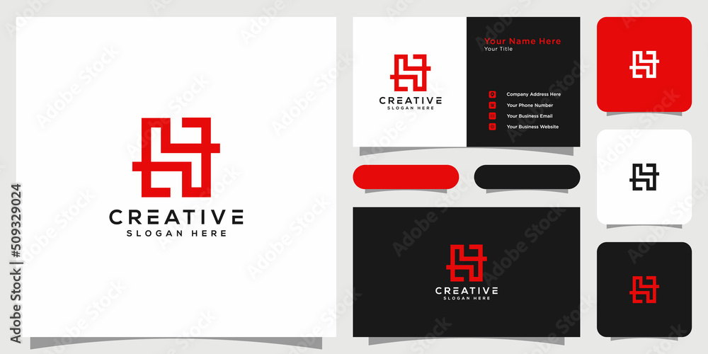 Initial Letter H Logo Line Style Vector Design Stock Vector Adobe Stock