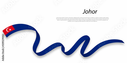 Waving ribbon or stripe with flag of Johor photo