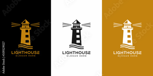 lighthouse logo vector design template photo