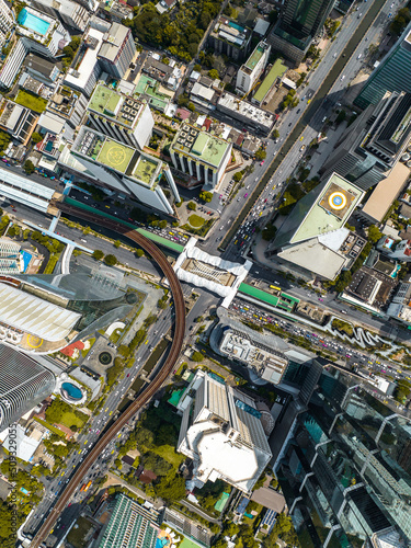 Aerial view of Skywalk Chong Nonsi Bridge in Sathorn, business district, Bangkok, Thailand