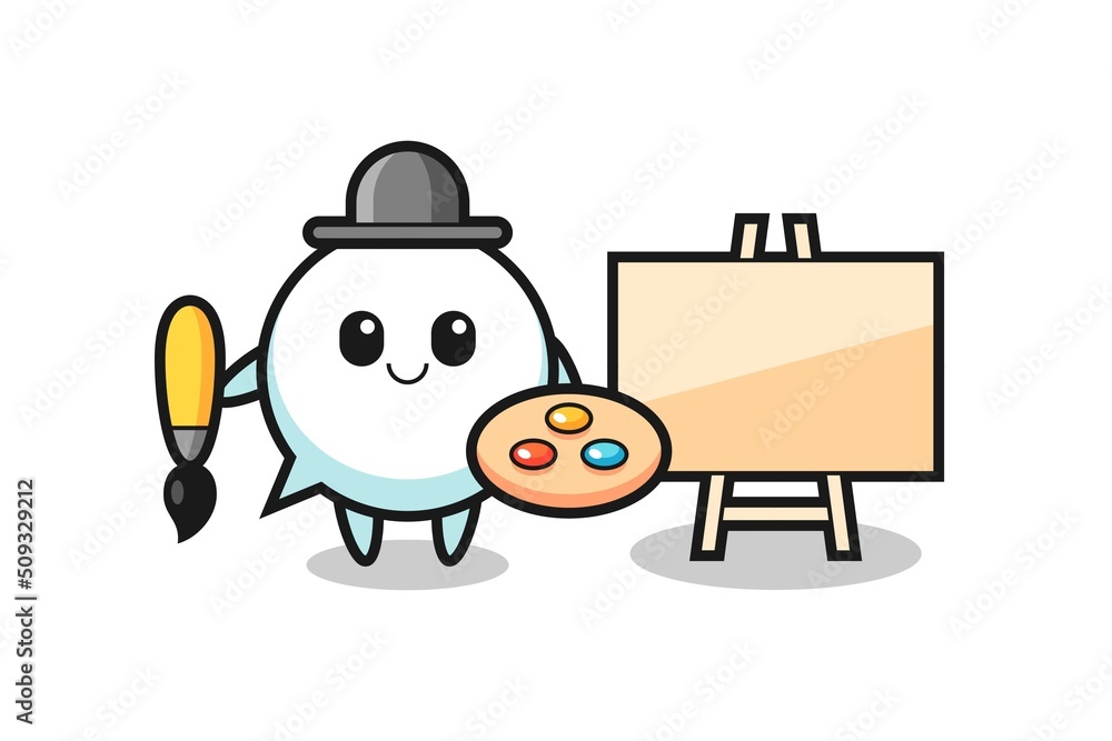 Illustration of speech bubble mascot as a painter Illustration of speech bubble mascot as a painter