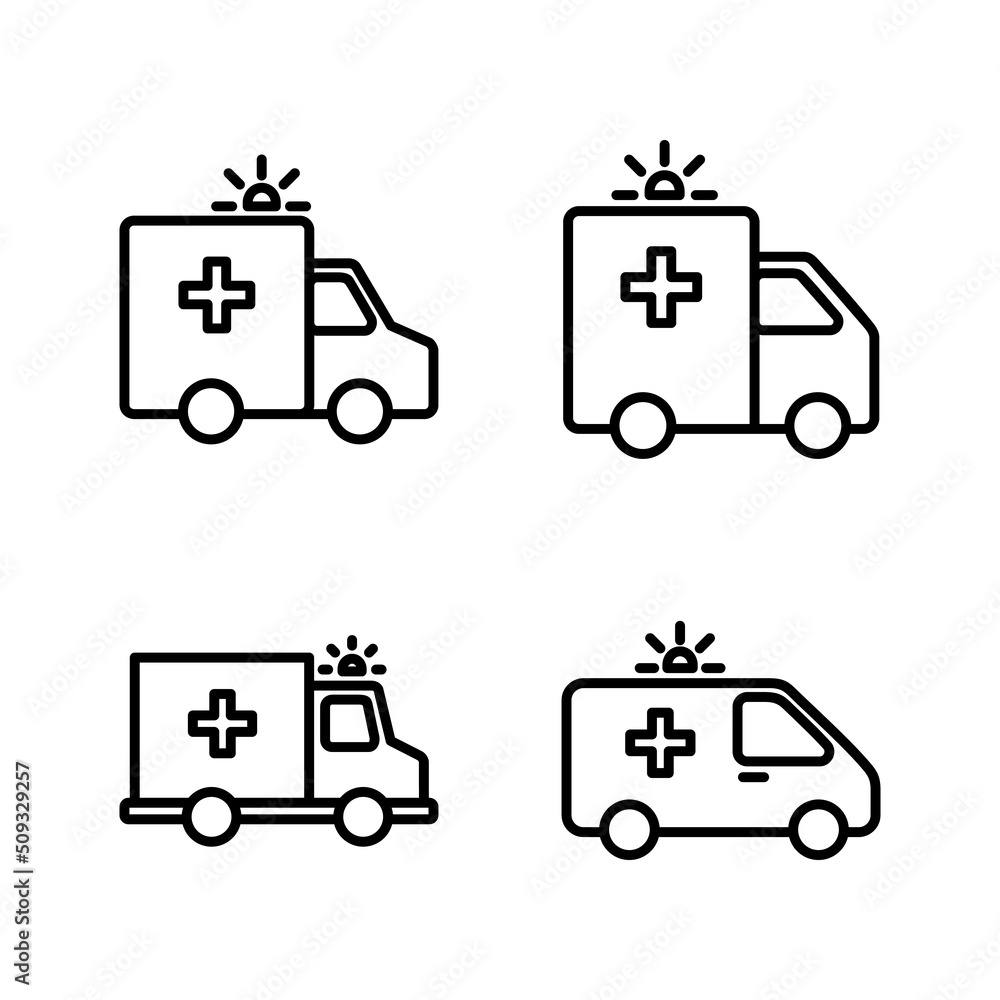 Ambulance icon vector. ambulance truck sign and symbol. ambulance car