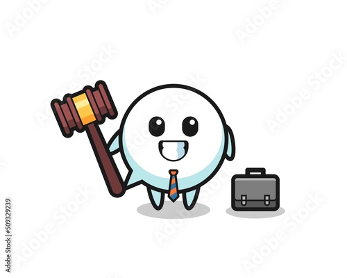 Illustration of speech bubble mascot as a lawyer