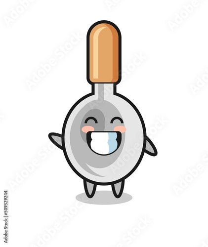 cooking spoon cartoon character doing wave hand gesture