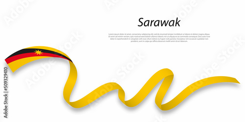 Waving ribbon or stripe with flag of Sarawak