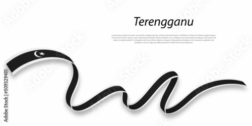 Waving ribbon or stripe with flag of Terengganu photo