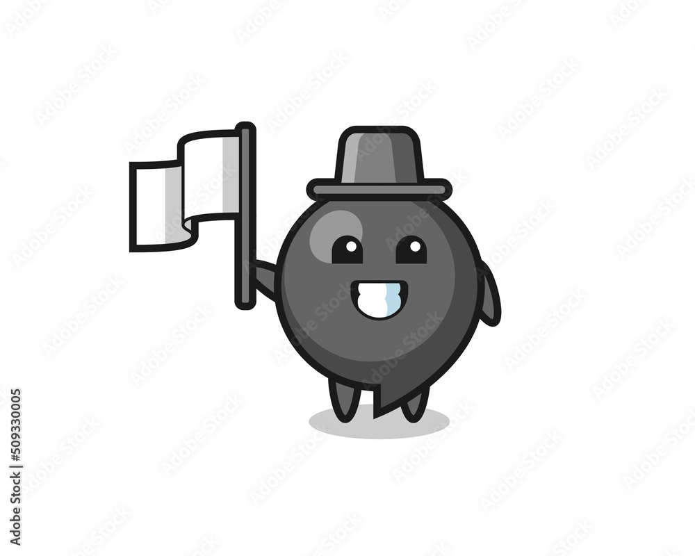 Cartoon character of comma symbol holding a flag Cartoon character of comma symbol holding a flag