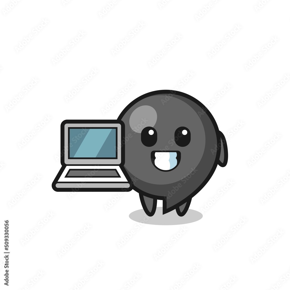 Mascot Illustration of comma symbol with a laptop Mascot Illustration of comma symbol with a laptop