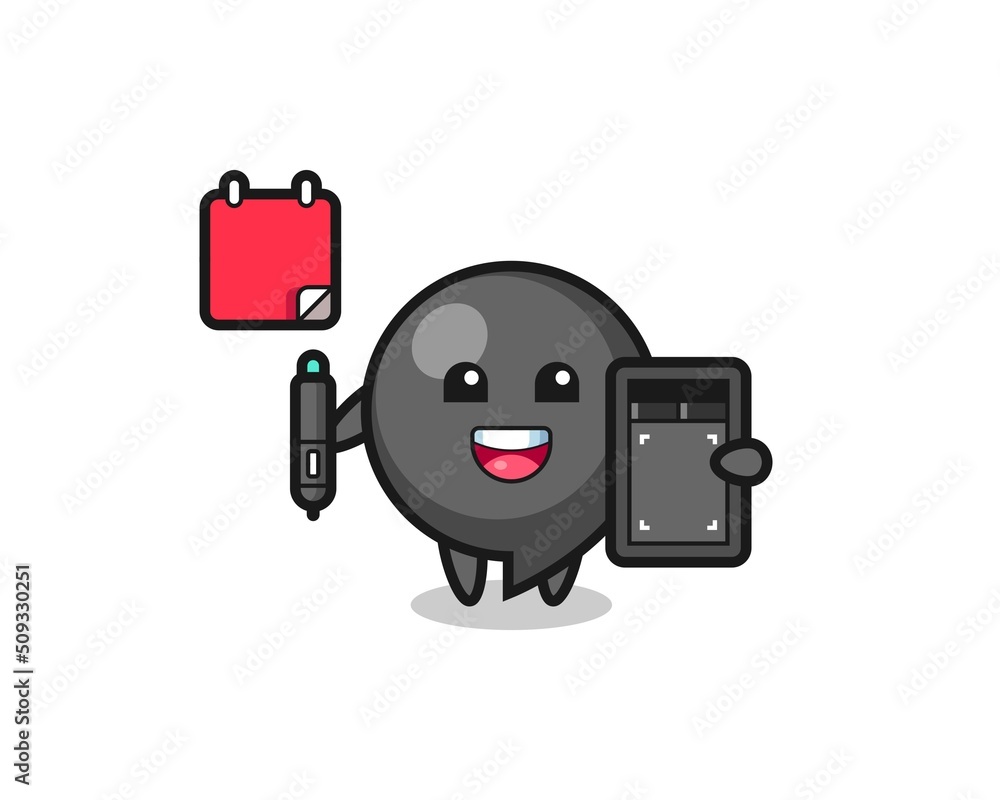 Illustration of comma symbol mascot as a graphic designer Illustration of comma symbol mascot as a graphic designer
