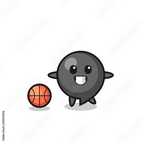 Illustration of comma symbol cartoon is playing basketball