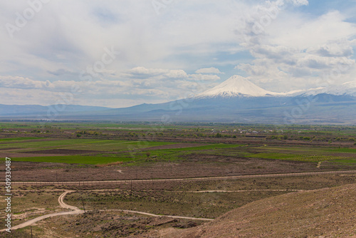 View of Mount Ararat from the famous ancient monastery of Khor Virap. Armenia