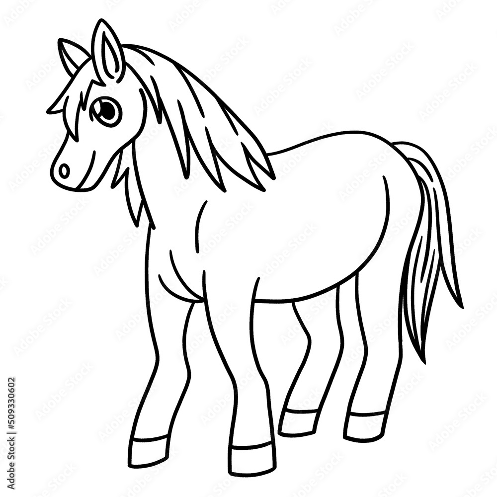 Horse Coloring Page Isolated for Kids