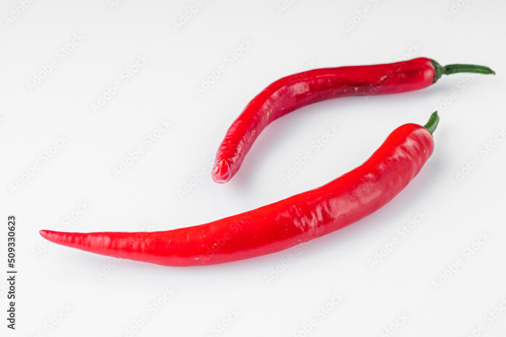 hot chili peppers on a white background