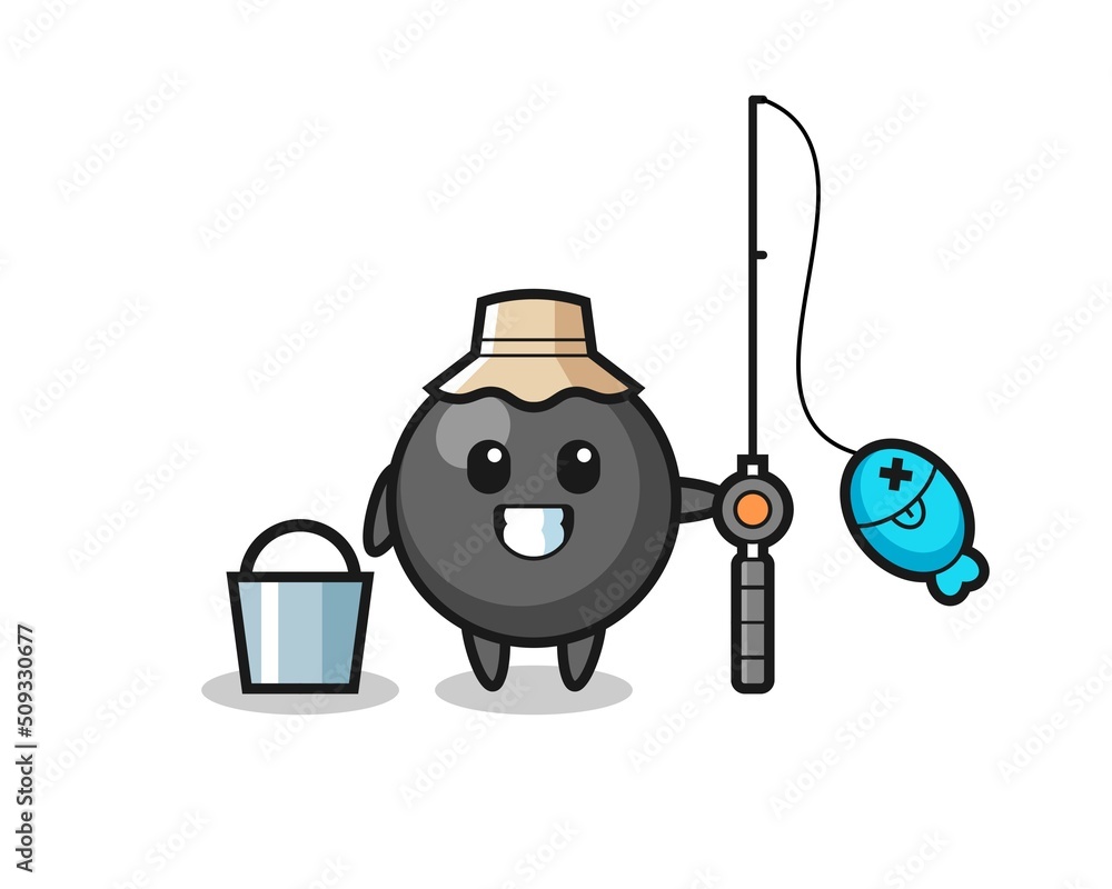 Fototapeta premium Mascot character of dot symbol as a fisherman