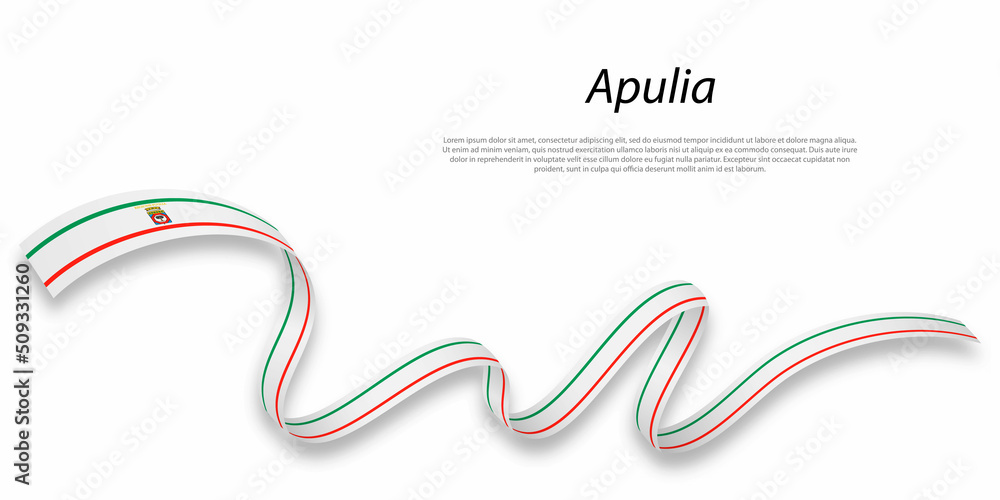 Waving ribbon or stripe with flag of Apulia Waving ribbon or stripe with flag of Apulia