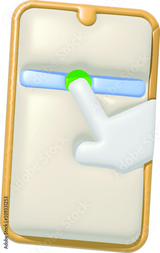 Wallpaper Mural 3D Hand holding mobile phone with Check mark. Tick on smartphone screen. Character finger. Completed task, done payment. Business concept. Isolated cartoon icon on purple background. 3D Rendering Torontodigital.ca