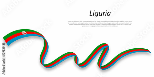 Waving ribbon or stripe with flag of Liguria