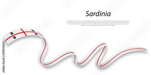Waving ribbon or stripe with flag of Sardinia