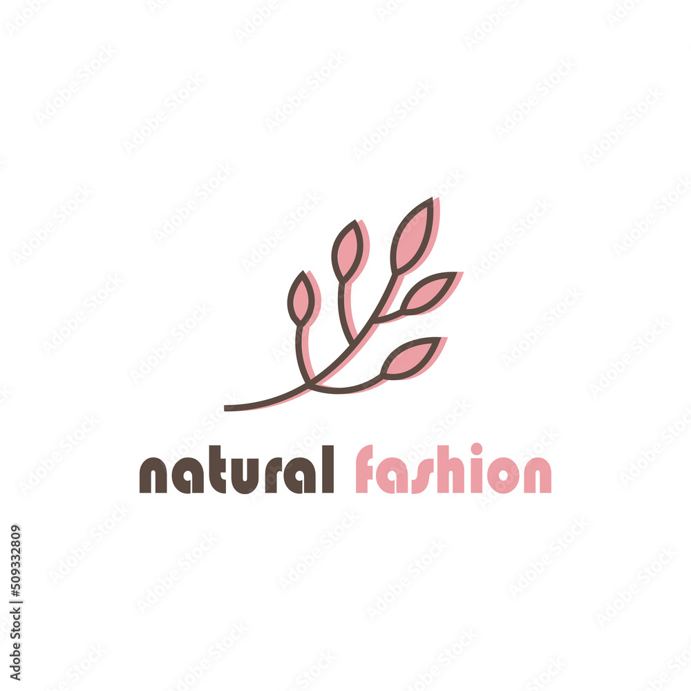 Fototapeta premium leaf stalk natural logo color line vector illustration design