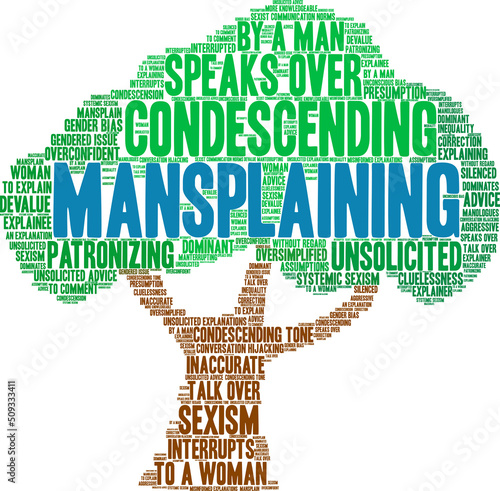 Mansplaining Word Cloud on a white background. 