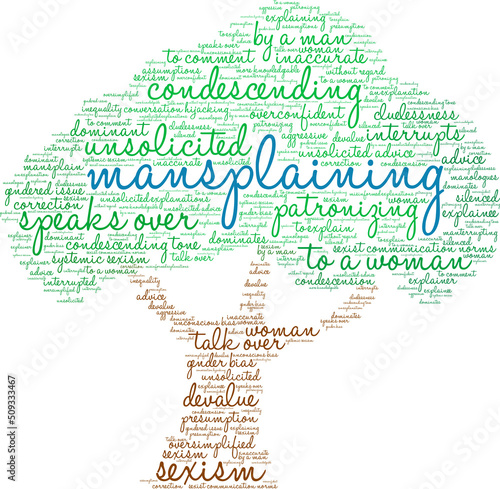 Mansplaining Word Cloud on a white background. 