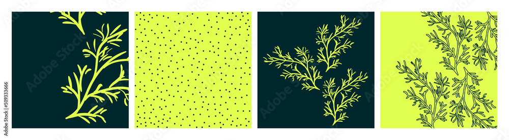 Plants neon templates. Set of patterns.
