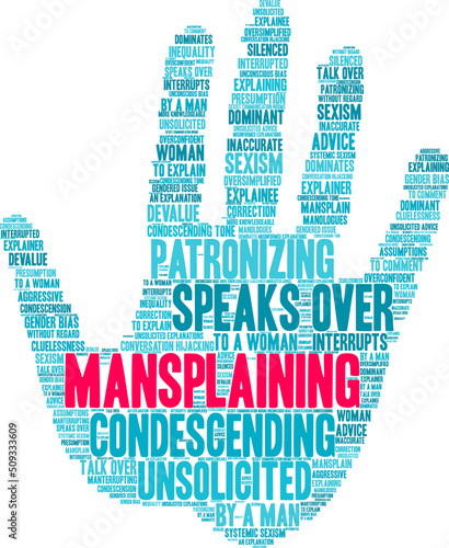 Mansplaining Word Cloud on a white background.  photo