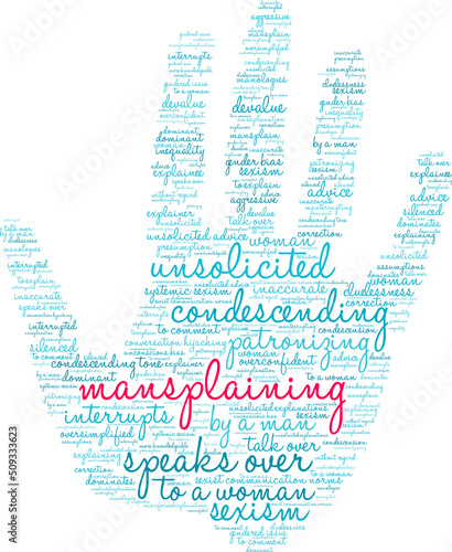 Mansplaining Word Cloud on a white background. 