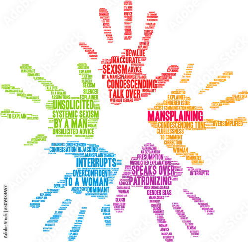 Mansplaining Word Cloud on a white background. 