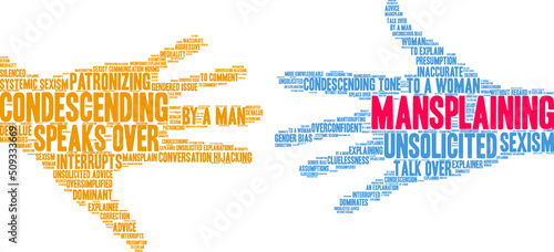 Mansplaining Word Cloud on a white background. 