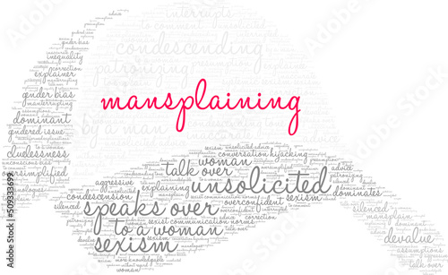 Mansplaining Word Cloud on a white background. 