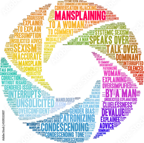 Mansplaining Word Cloud on a white background. 
